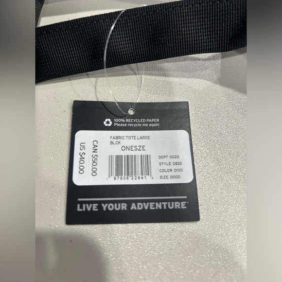 Eddie Bauer Large Fabric Tote Bag Black Water-repellent Ripstop Fabric NWT - Picture 4 of 6